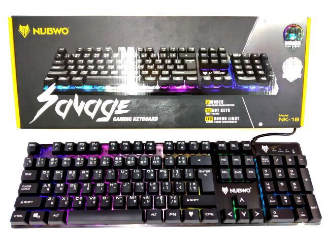 ภาพหน้าปกสินค้าNubwo คีย์บอร์ดเกมมิ่ง 9 โหมดไฟ Savage Gaming Keyboard NK-18 สินค้าของแท้รับประกัน 1 ปี จากร้าน thongyut บน Shopee