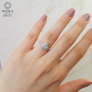 💍✨WR-07 แหวนเพชรหัวใจ ขนาด 0.5 ct.(5 mm) แหวน cz แหวนออกงาน แหวนแต่งงาน แหวนหมั้น เทียบเพชรแท้ By Mora Jewelry Diamond