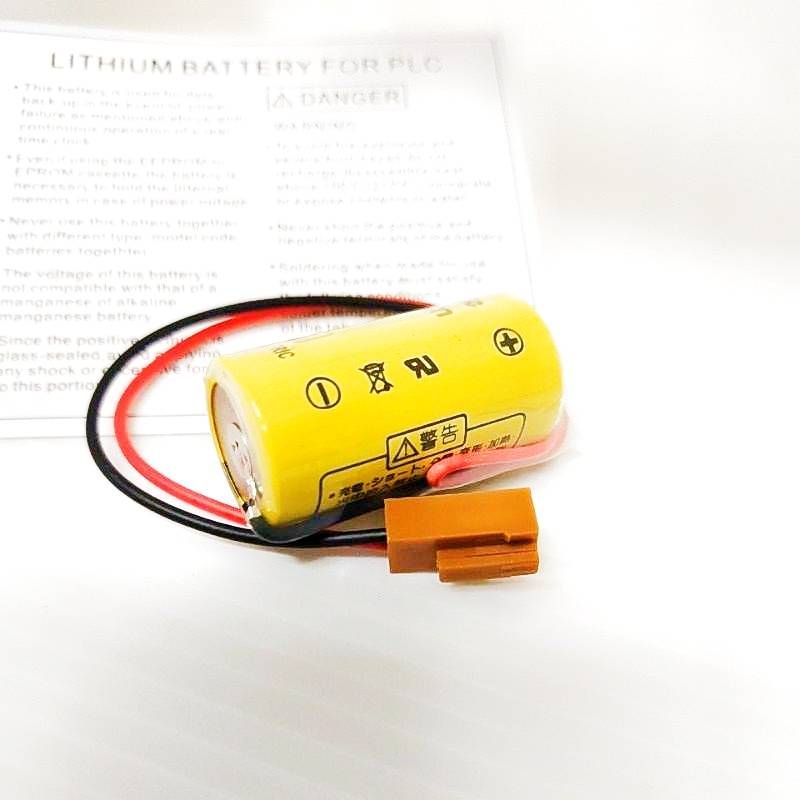 panasonic-lithium-battery-br-2-3a-3v-แบตเตอรี่สำหรับ-fanuc-พร้อมแจ็คน้ำตาล