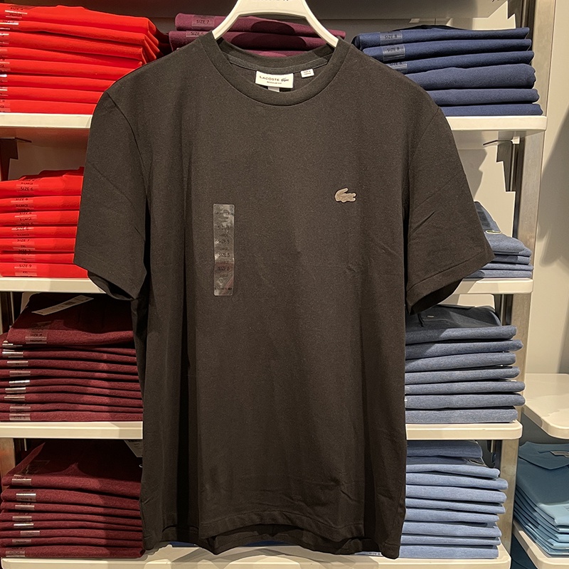 ใหม่เสื้อยืดลําลองสําหรับผู้ชายผ้าฝ้ายแขนสั้นคอกลมพิมพ์ลาย-lacoste-french-crocodile