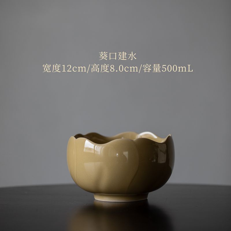 a014-ชามเซรามิค-รูปดอกทานตะวัน-สีเหลือง-ขนาดใหญ่-แฮนด์เมด-สําหรับใส่ชา-ล้างจาน-พิธีชงชา