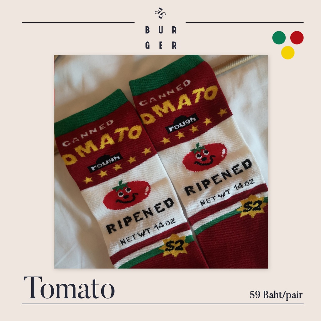 tomato-ถุงเท้าแฟชั่นครึ่งแข้ง-ลายมะเขือเทศ-น่ารัก-ราคาถูก-คุณภาพดี