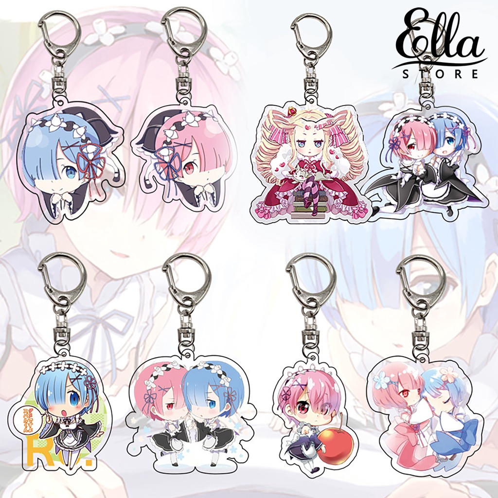 ellastore123-พวงกุญแจ-ลายการ์ตูนอนิเมะ-arcylic-rem-สําหรับตกแต่งกระเป๋าถือ