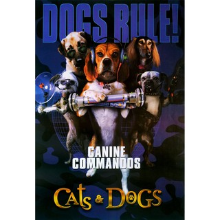 โปสเตอร์ หนัง สงครามพยัคฆ์ร้ายขนปุย Cats &amp; Dogs 2001 POSTER 24”x35” Inch American Family Action Comedy DOG Movie