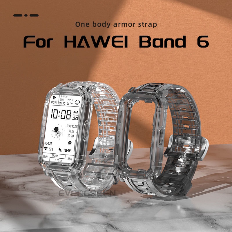 สายนาฬิกาข้อมือซิลิโคนใส-พร้อมเคส-สําหรับ-huawei-band-6-honor-band-6