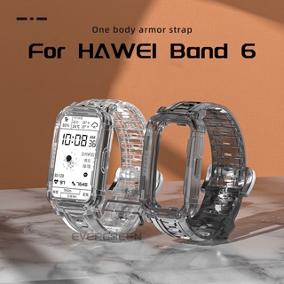 ภาพหน้าปกสินค้าสายนาฬิกาข้อมือซิลิโคนใส พร้อมเคส สําหรับ HUAWEI Band 6 Honor Band 6 ที่เกี่ยวข้อง