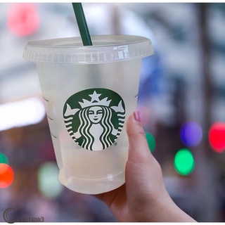 Starbucks ถ้วยแก้วใสมีหลอดดูดขนาด 473มล. &lt;Cynt&gt;