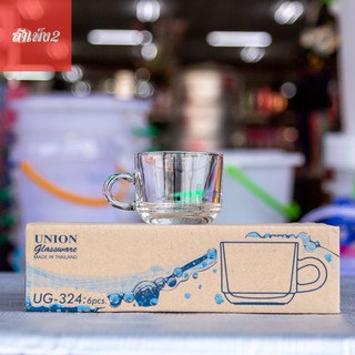 [ร้านสำเพ็ง2] UG-324 แก้วน้ำ กาแฟ เหล้า เบียร์ มีหู ก้นกลม แพ็ค6ใบ Union glassware