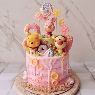 ป้ายท็อปเปอร์ลายการ์ตูน Winnie The Pooh สําหรับตกแต่งเค้กวันเกิดเบเกอรี่