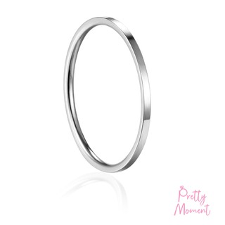 Pretty Moment แหวนนิ้วก้อย แหวนความรัก และ การเงิน บาง 1 mm แบบเหลี่ยม สแตนเลส ไม่บิด ไม่เบี้ยว แข็งแรง ทนทาน  ของขวัญ