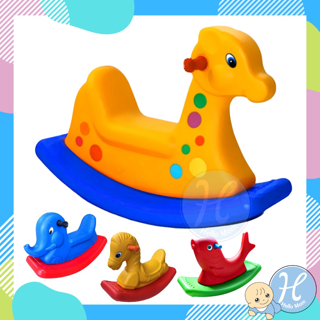 ภาพหน้าปกสินค้าHellomom ม้าโยก สัตว์โยกเยก 2 สี color Kindergarten rocking horse ยีราฟโยกเยก ช้างโยกเยก ม้าโยกเยก จากร้าน hello_mom บน Shopee