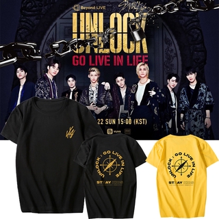 【Hot】เสื้อยืดพิมพ์ลาย Kpop Stray Kids Unlock : Go Live In Life สําหรับผู้หญิงและผู้ชาย