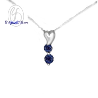 Finejewelthai-จี้-ไพลิน-เงินแท้-จี้พลอย-พลอยแท้-พลอยประจำเดือนเกิด-Blue Sapphire-Pendant-Silver925-P1031bl