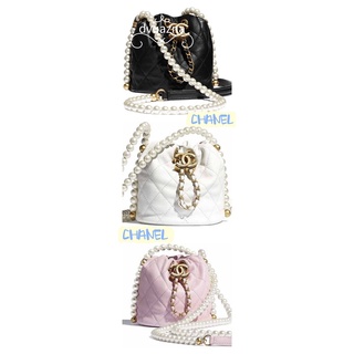 💯 ของแท้ CHANEL Mini Pearl Drawstring Bucket Bag Chain Shoulder Bag