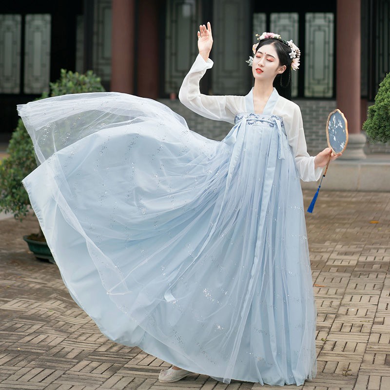 hanfu-ชุดจีนโบราณ-hanfu-สาวเครื่องแต่งกายนางฟ้า-ผู้หญิงแขนกว้างสไตล์จีน