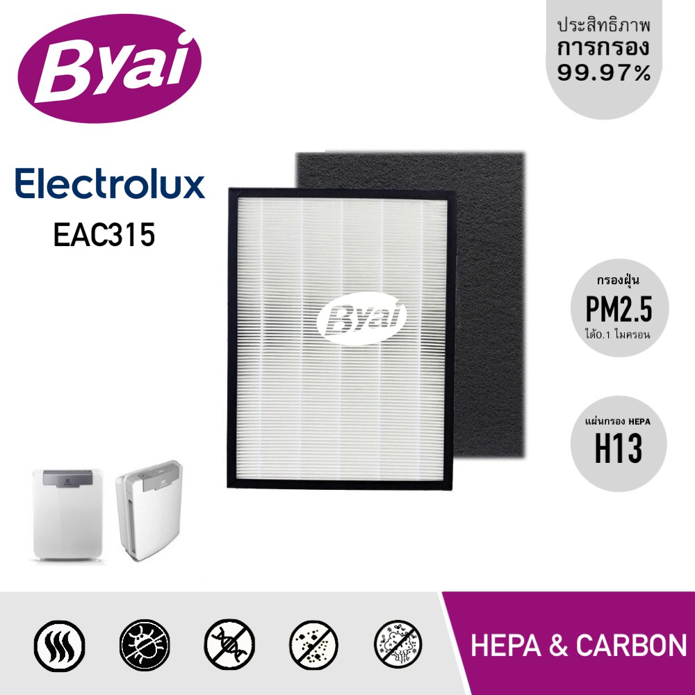 แผ่นกรองอากาศ-true-hepa-h13-สำหรับเครื่องฟอกอากาศ-electrolux-eac315-และแผ่นกรองกลิ่น-carbon