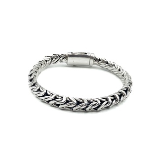 สร้อยข้อมือเงินวินเทจถักเปียลายตะขาบ เงินแท้ 925: 925 Sterling Silver Braided Bracelets [CLSP0038]