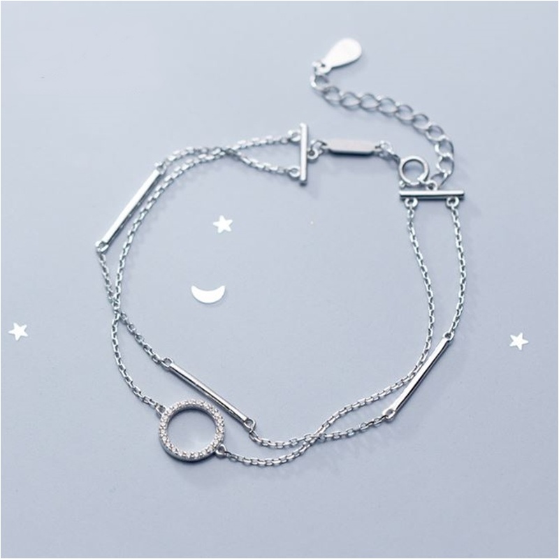 s925-hoop-bracelet-สร้อยข้อมือเงินแท้-เส้นคู่-แบบเรียบง่าย-ใส่สบาย-เป็นมิตรกับผิว