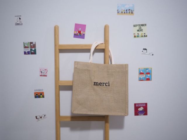 กระเป๋าผ้าพิมพ์อักษร-merci-พร้อมส่ง