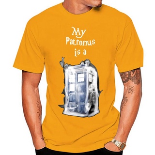 เสื้อยืดคอกลม ผ้าฝ้าย 100% พิมพ์ลาย My Patronus is a Tardis สําหรับผู้ชาย และผู้หญิงสามารถปรับแต่งได้