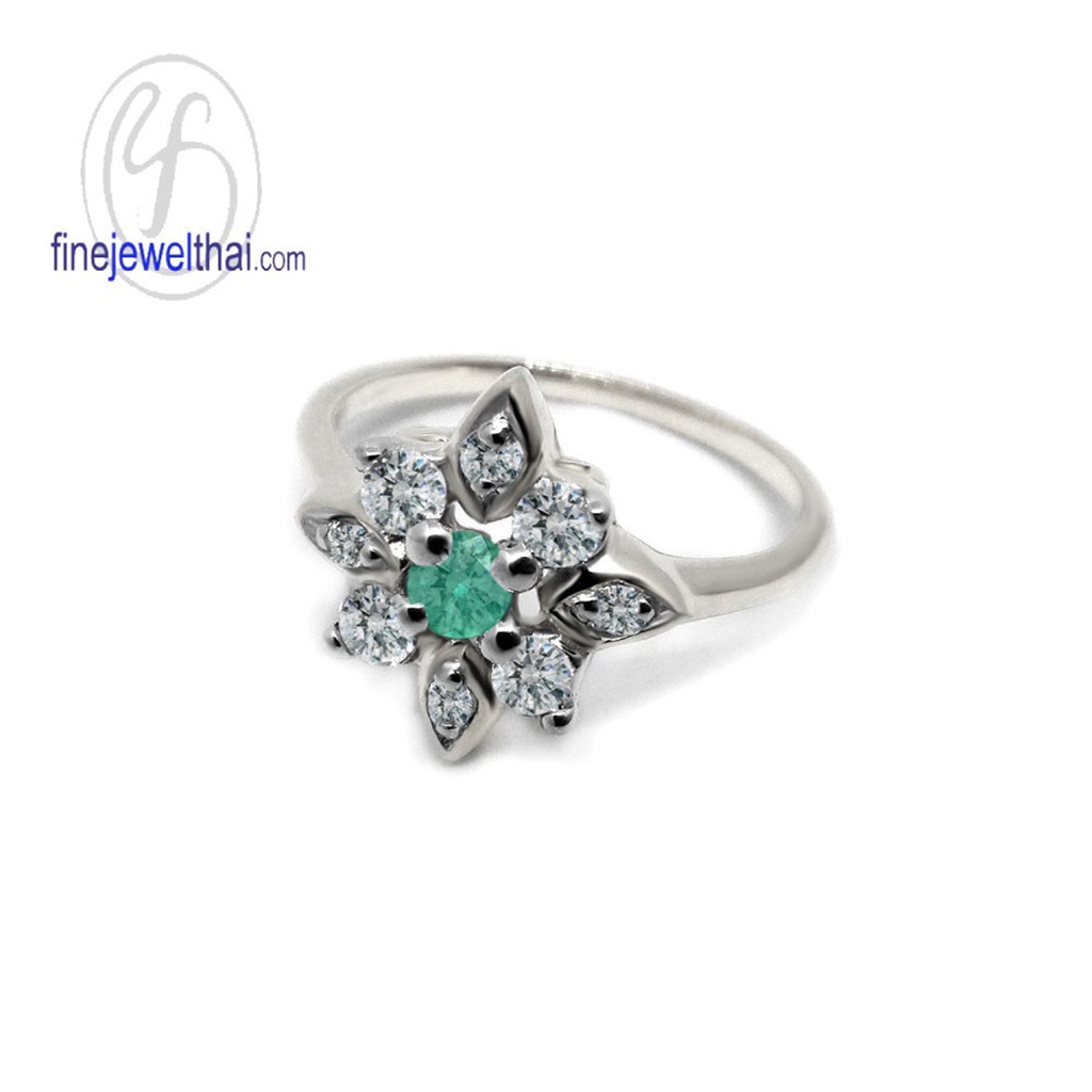 finejewelthai-แหวนมรกต-มรกต-แหวนเงินแท้-แหวนพลอย-แหวนเพชรcz-แหวนเงินแท้-emerald-silver-ring-r1293em