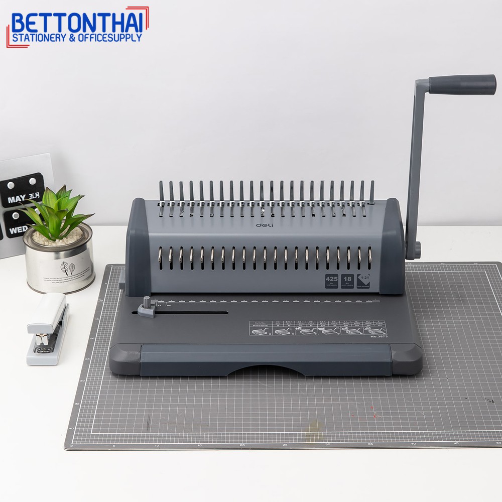 deli-3873-binding-machine-เครื่องเจาะกระดาษและเข้าเล่มเอกสาร-a4-สันกระดูกงู-รับประกัน1ปี-เครื่องเข้าเล่ม-office