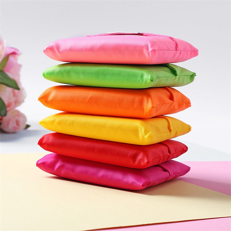 พร้อมส่ง-12สี-ถุงเก็บของ-ถุงผ้าพับได้-สตรีที่พับเก็บได้รีไซเคิล-245