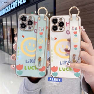Compatible With Samsung Galaxy A10 A10S A52 A52S A22 A02 A02S M02 A20S A20 A30 A30S A50 A50S 4G 5G เคสซัมซุง สำหรับ Case Cartoon Girls Smile Wrist Strap TPU เคส เคสโทรศัพท์ เคสมือถือ Protective Case Full Cover Shockproof Shells