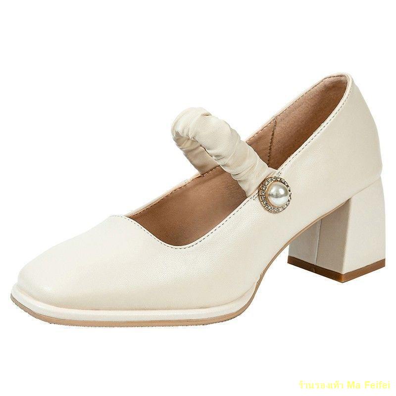 ภาพสินค้าSpot  รองเท้า Mary Jane รองเท้าส้นสูงผู้หญิงหัวเหลี่ยมใหม่ย้อนยุค จากร้าน w72xaw51t5 บน Shopee ภาพที่ 5