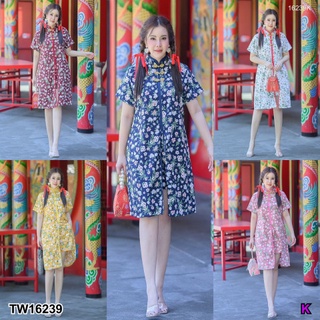 B16239 Set 2 ชิ้น กี่เพ้าแฟชั่น เสื้อคอจีน + กางเกงขาสั้น Set of 2 pieces, fashion cheongsam, mandarin collar shirt + sh