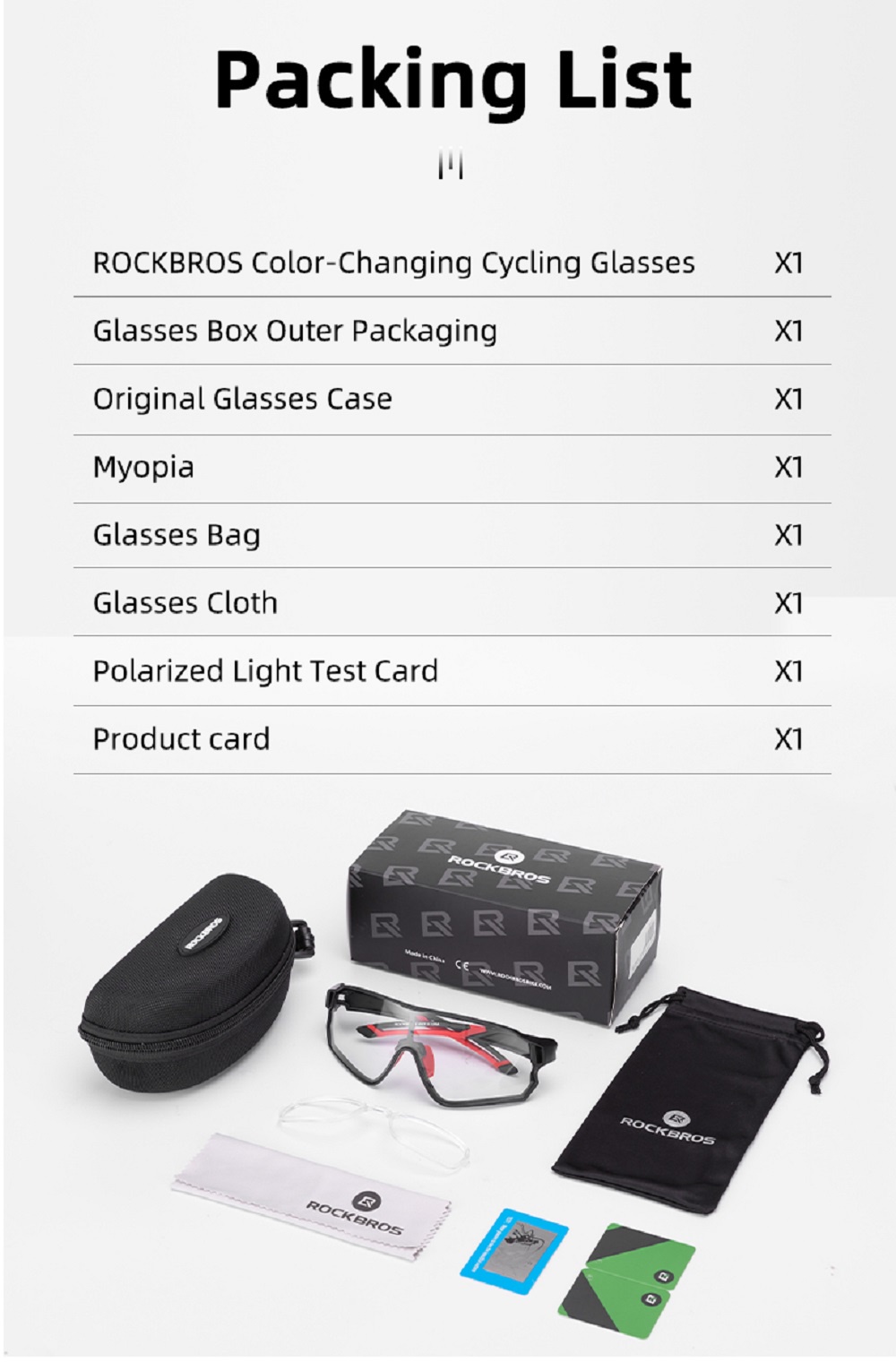 ลองดูภาพสินค้า ROCKBROS แว่นตากันแดดสำหรับใส่ปั่นจักรยาน ออกกำลังกายกลางแจ้งป้องกันแสงแดดจ้า