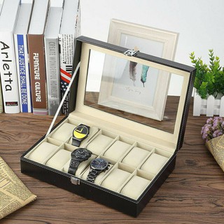 สินค้า WATCH BOX กล่องเก็บนาฬิกา กล่องใส่นาฬิกา กล่องนาฬิกา 3 ช่อง 12ช่อง (สีดำ)