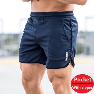 เช็ครีวิวสินค้ากางเกงขาสั้นผู้ชาย Men Quick-drying Sports Shorts Training Fitness Short Pants with Pockets