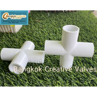 ภาพขนาดย่อของภาพหน้าปกสินค้าข้อต่อสี่ทาง เครื่องหมายบวก พีวีซี pvc ขนาด 1/2"-2 สีขาวA9 จากร้าน weonmall บน Shopee