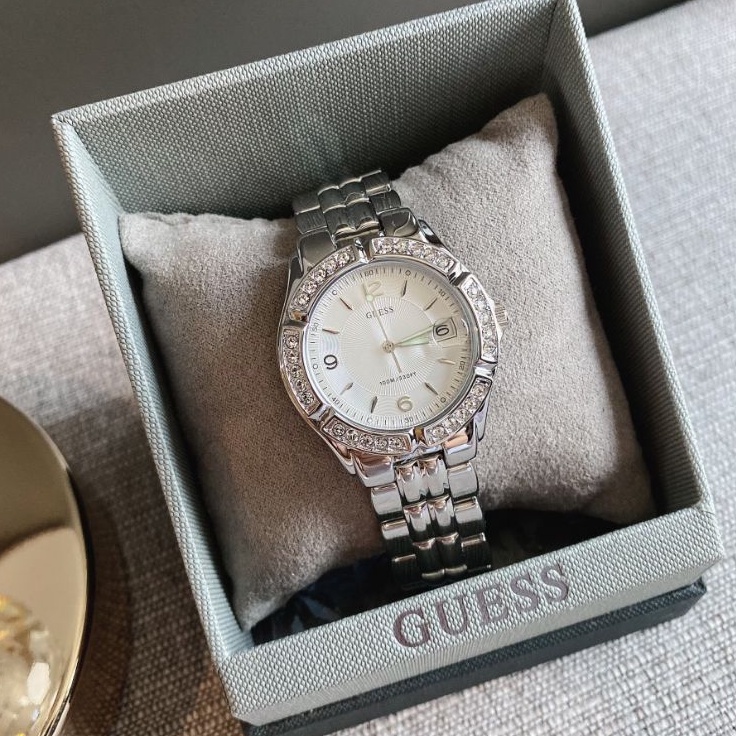 สด-ผ่อน-นาฬิกาสีเงิน-ประดับคริสตัล-g75511m-womens-stainless-steel-crystal-accented-watch