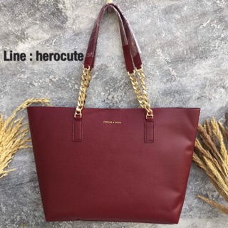 CHARLES &amp; KEITH DOUBLE CHAIN STRAP TOTE BAG แท้Outlet