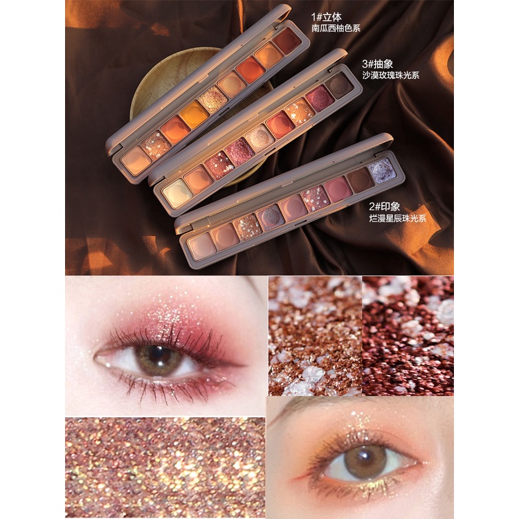 novo5283-ใหม่-แท้-novo-eyeshadow-โนโวอายแชโดว์-เนื้อดินน้ำมัน-กลิตเตอร์-9ช่อง