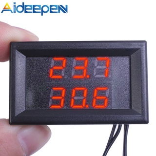 Aideepen DC 4-28V เซนเซอร์อุณหภูมิดิจิทัล NTC โพรบโลหะ จอแสดงผล LED คู่ เครื่องวัดอุณหภูมิ สําหรับบ้าน