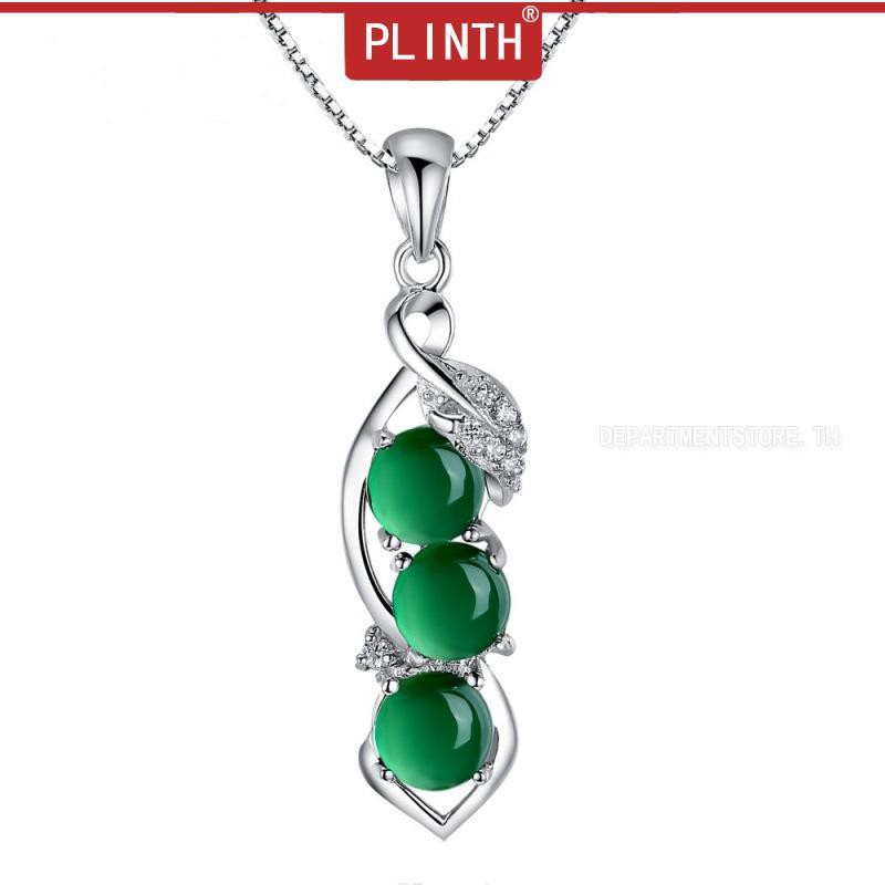 plinth-925-จี้เงินสตั๊ดสีเขียวธรรมชาติโมราสีเขียวถั่วอาเกต949