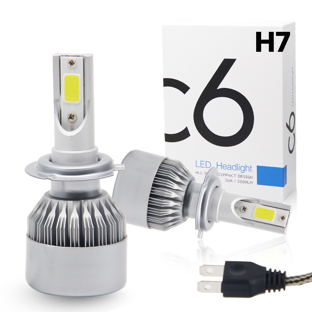 ไฟหน้ารถยนต์-c6-led-h7-ความสว่าง-6000k-1คู่-แสงสีขาว-ไฟหน้ารถ-ไฟส่องสว่าง-ไฟหน้ารถยนต์-สว่าง-เห็นทางชัด