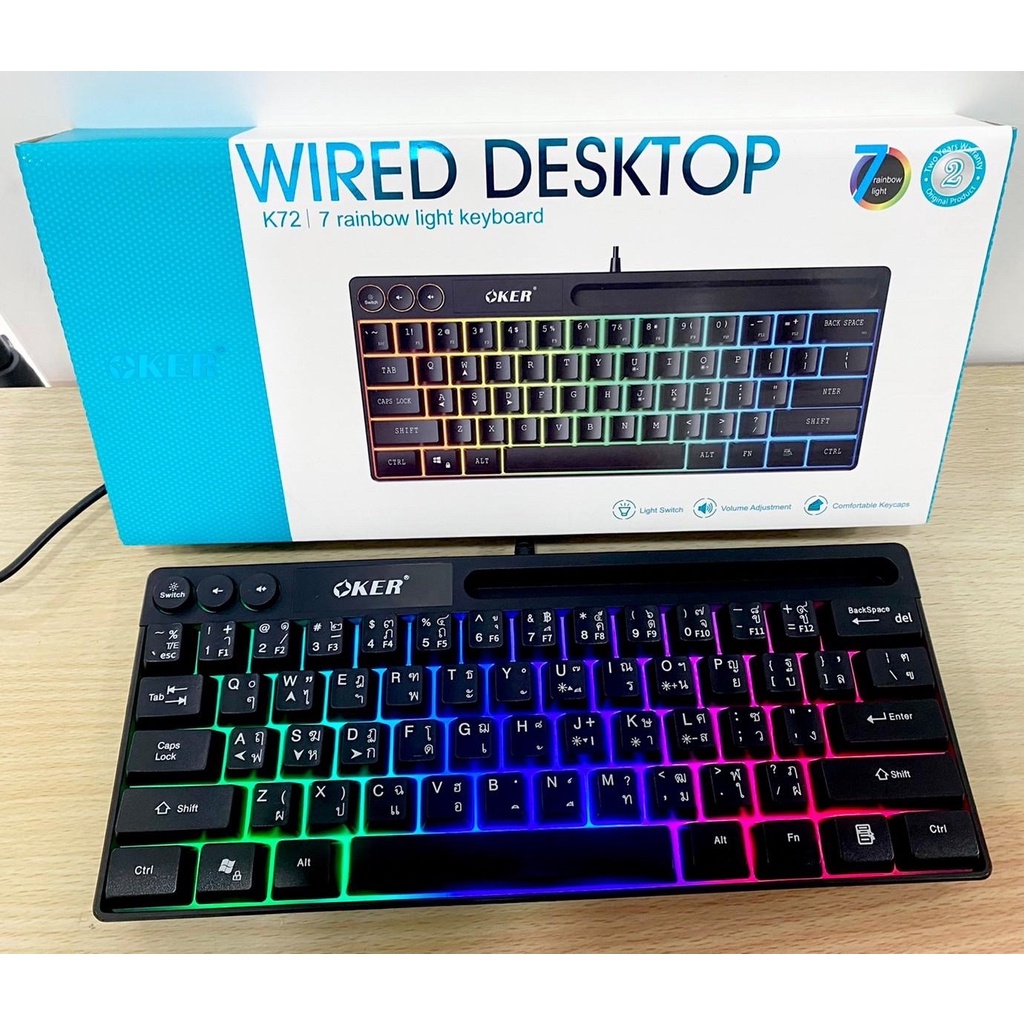 oker-new-keyboard-backlight-k72-สีดำ