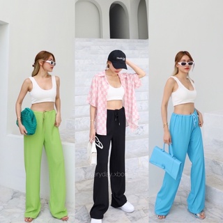 NEW IN 🖤💚💙 (390฿ฟรีส่ง) แซ่บสะท้าน กับกางเกงผ้านิ่ม เอวรูดเชือก เนื้อผ้าอย่างดี ทรงสวยแมทช์ง่าย ใส่กับเสื้อครอป