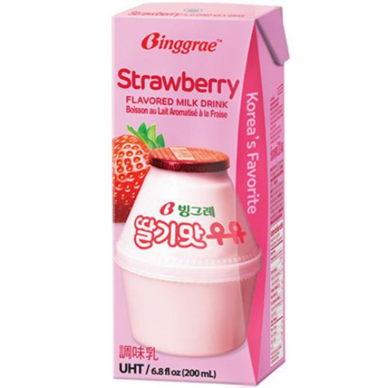 ภาพหน้าปกสินค้านมบิงเกร (บิงกือเร) Binggrae milk UHT ขนาด 200 ML รสสตอเบอรี่ (Strawberry) จากร้าน bumbim_knlyn บน Shopee