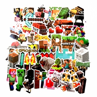 สติกเกอร์ไวนิล ลายการ์ตูน Minecraft Steve TNT JJ กันน้ํา สําหรับตกแต่งไดอารี่ แล็ปท็อป DIY จํานวน 50 ชิ้น ต่อชุด