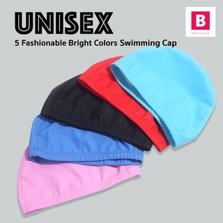 BikiniFC🧸SB151 หมวกว่ายน้ำชาย-หญิง Unisex ผ้าว่ายน้ำแท้ PU กันน้ำ มี 5 สี ชุดว่ายน้ำ ชุดเที่ยวทะเล