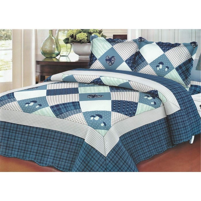 ผ้าคลุมเตียง-ขนาด7ฟุต-200-230-ปลอกหมอน2ใบ-bedspread