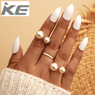 Jewelry OL Pearl Open Ring Set of Three Metal Simple Ring Set for girls for women low price