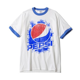 GILDAN T SHIRT แขนจั๊ม สีฟ้า คอกลม ลาย แฟชั่น สตรีท แปปซี่ น้ำอัดลม VT003 PEPSI COLA