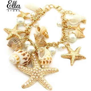 ปลาดาวดาวทะเล Sea Star Conch Shell สร้อยข้อมือเพิร์ลเพิร์ลบีช