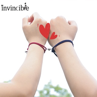 สินค้า 2 Pcs Never Separate Couple Magnetic Bracelet/ Adjustable Woven Pendant Matching Bracelet for Valentine\'s Day Gifts